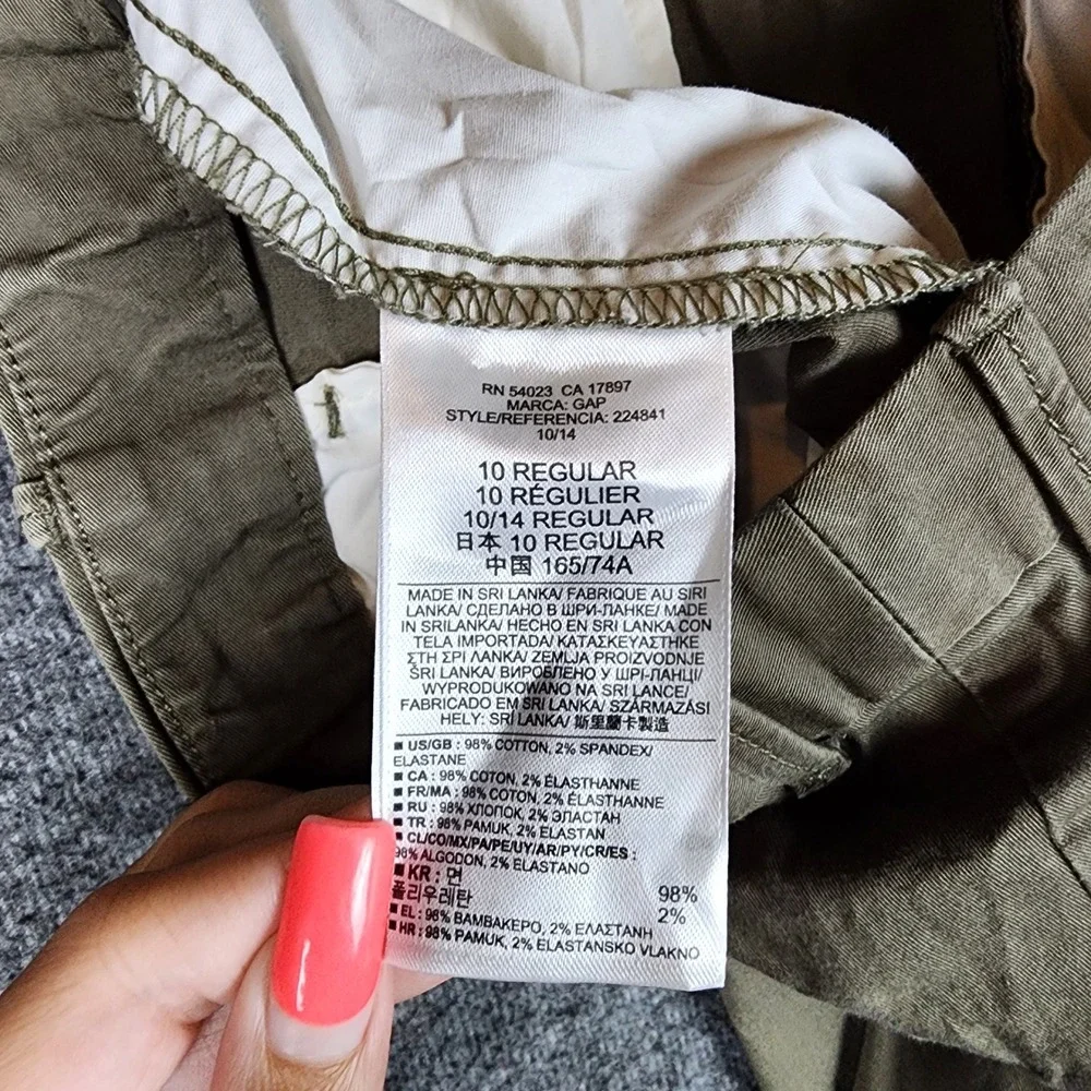 Gap Khakis Pants Women 10R Broken-In Straight Olive Green EUC